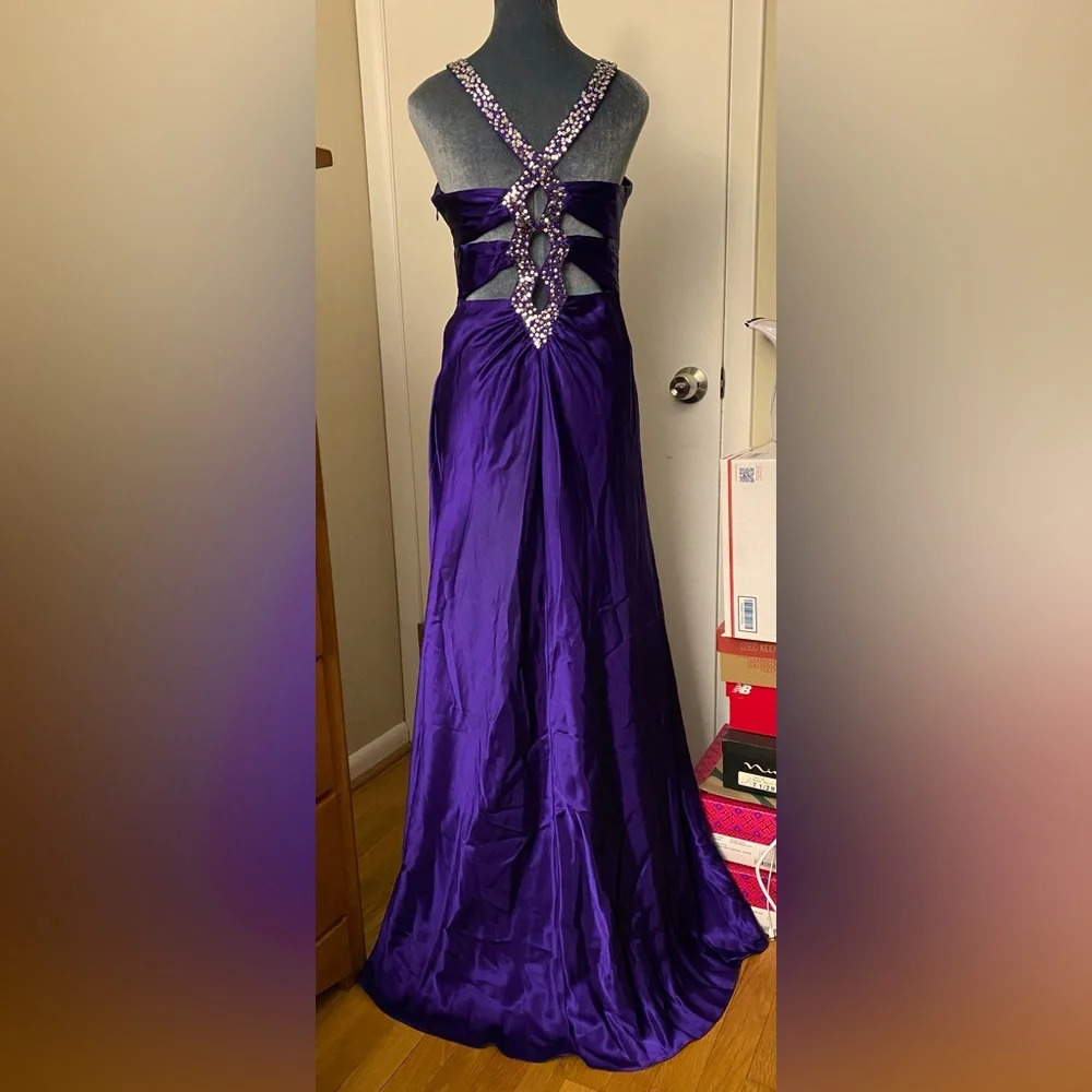 Hailey Logan by Adrianna Papell Purple Satin Sequin Gown Long Dress Size 7/8